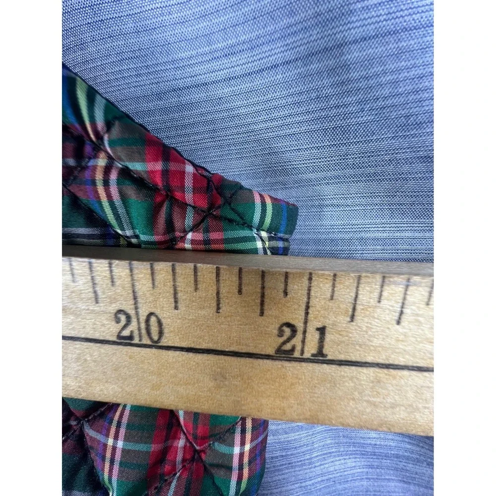 Vineyard Vines Plaid Quilted Vest Women's Large Gold‎ Zipper Puffer Sleeveless